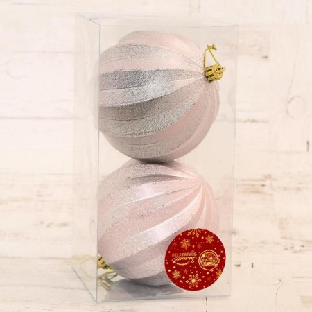 Set of balls plastic D-10 cm, 2 pcs "Pelagia stripes" pink-1