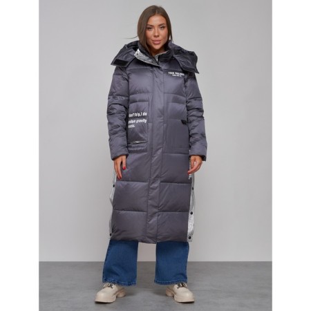 Coat insulated winter female, size 44, dark purple color-7