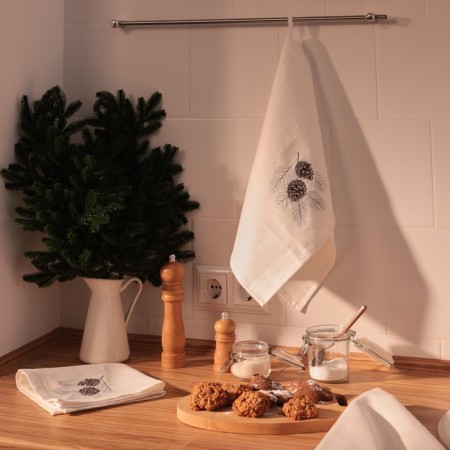 A towel with embroidery SL Home "New Year" 40x70, flax 100% 360 g/m2