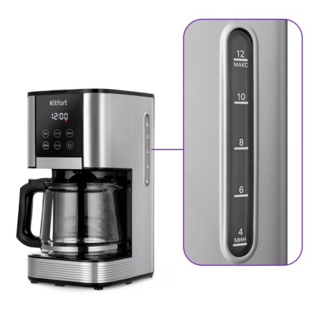 Coffee machine KitFort KT-7222, drip, 1000 watts, 1.5 l. Black-silver-3