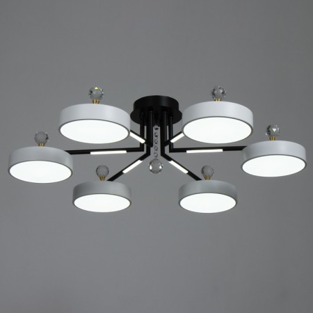 Люстра "Велтос" 6хLED 156Вт 3000-6000К черно-белый 83х83х21 см BayerLux-1