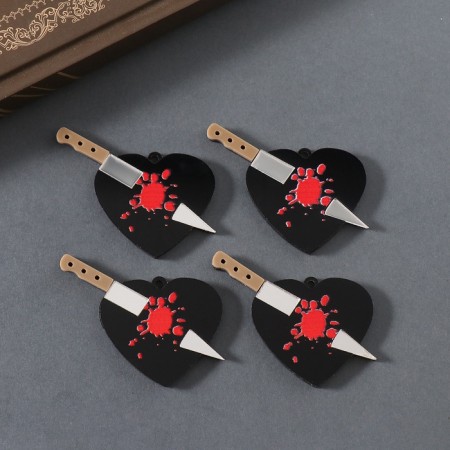 Decor for the work of acrylic mirror "knife in the heart" 5.5x3.2x0.4 cm-2