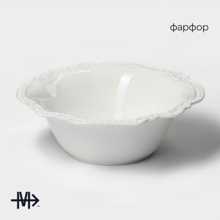 Porcelain salad Magistro "suite", 800 ml, d = 20.5 cm, white color-1