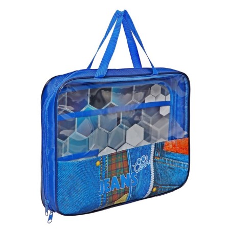 Labor folder A4, 335 x 260 x 60, with handles PVC textiles, PTR-111 "Cool jeans"-1