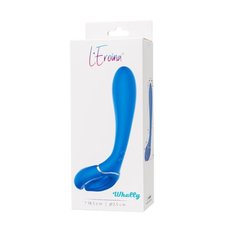 Multifunctional vibrator L’Eroina Whally, 18.5 cm, silicone, blue color-9
