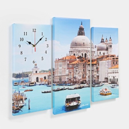 Carty clock is wall-mounted, modular "Venice", silent, 60 x 80 cm, triptych-1