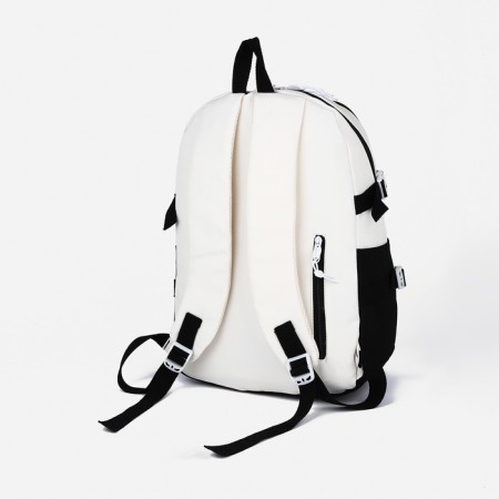 Youth backpack from lightning textiles, 3 pockets, white/black color-1