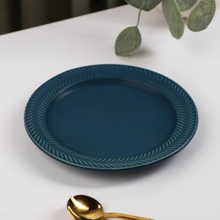 Ceramic pies "sea surface", d = 15.5 cm, blue color-1