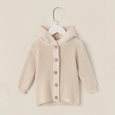 Knitted cardigan with a hood SL Home, r.80-86 cm, milk
