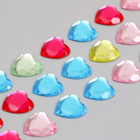 Sticker of rhinestones plastic "Hearts" 24 pcs on a sheet mix 7.2x17.7 cm-4