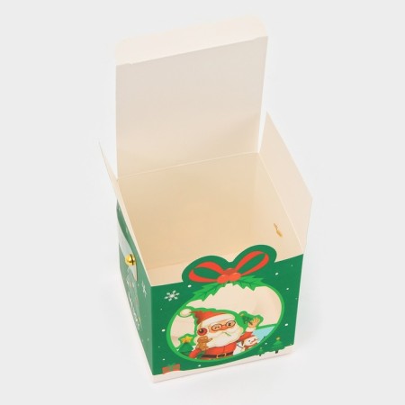 Folding box with a New Year's green window 10 x 10 x 12 cm-3