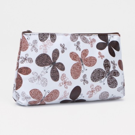 Lightning cosmetic bag, white/brown color