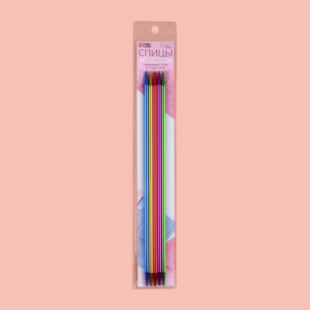 Knitting knitting needles, hosiery, aluminum, d = 5 mm, 26.5 cm, 5 pcs, color mix-4