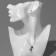 Set 2 objects: earrings, pendant "melting" heart, black and white color in silver, 40 cm