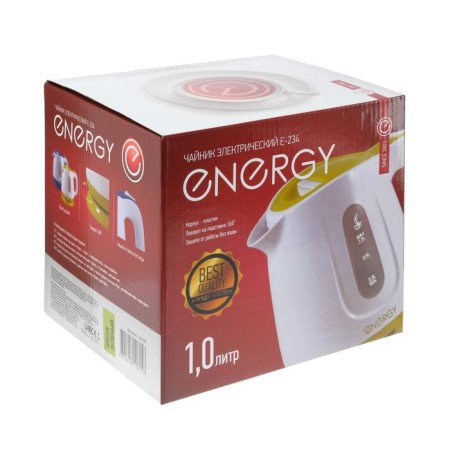 Electric kettle Energy E-234, plastic, 1 l, 1100 watts, white-green-6