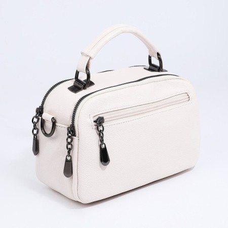 Bag Cross-Bodi with a zipper, white color-2