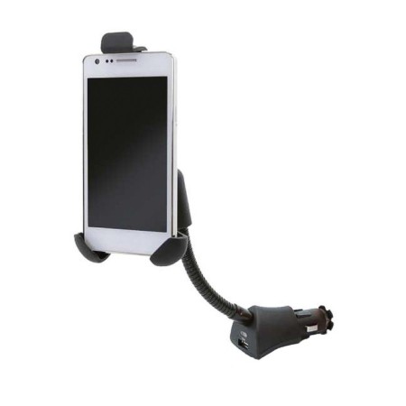 Carline holder for phone and navigator in a cigarette lighter, on a long rod, with USB-2