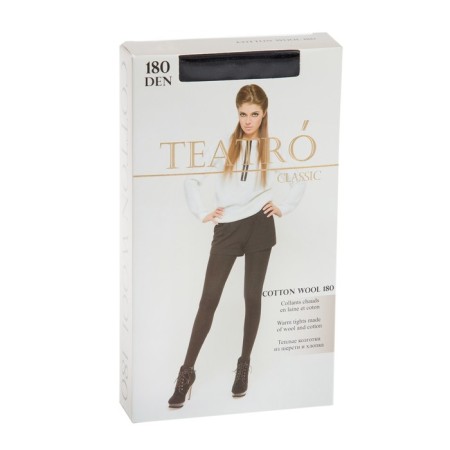 Female wool tights Cotton Wool 180, black color (Nero), size 4-4