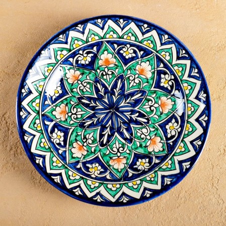 Plate of the Rishtan ceramics "Kalam", 23 cm, blue-1