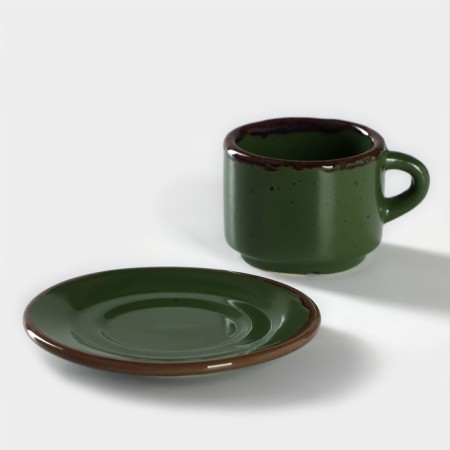 Porcelain Coffee steam Punto Verde, cup 80 ml, saucer d = 6 cm-1