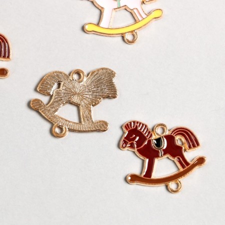 Connector for creativity Metal 2 ears "Horse-rocking" enamel mix 2.3x2.2 cm-1