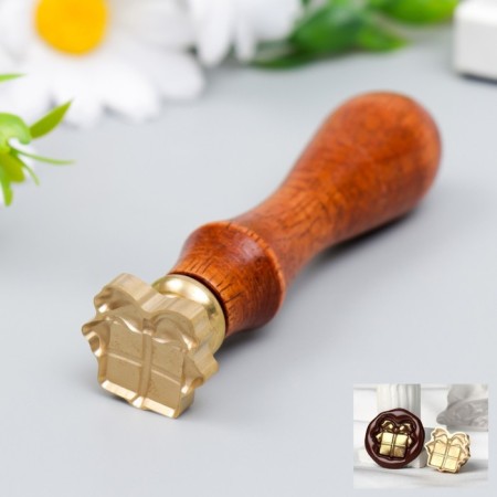 Printing figure for wax with a wooden handle "Gift" Print - 2.3x2.1 cm, handle 8.2 cm 742392