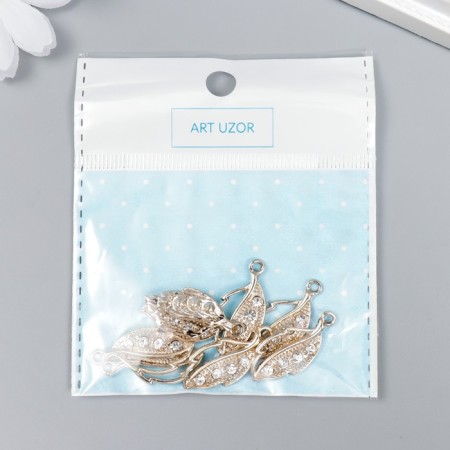Decor for creativity Metal "Golden Leaf" rhinestones 2.5x1.2 cm-3