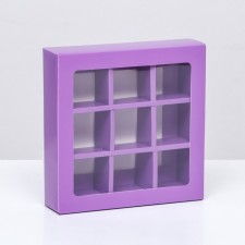 Box for 9 sweets with a shell, lilac, 14.5 x 14.5 x 3.5 cm