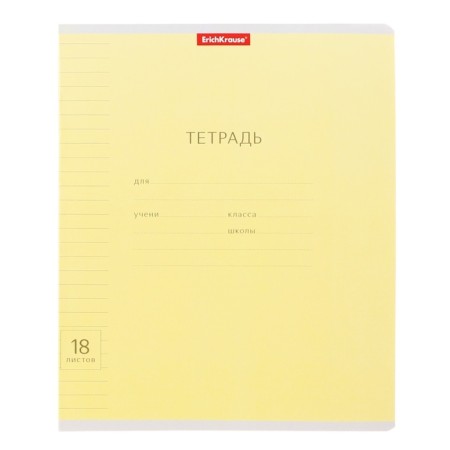 A notebook of 18 sheets in the Erichkrause line "Visio classic", cover coated cardboard, an offset block 100% whiteness, mix-1