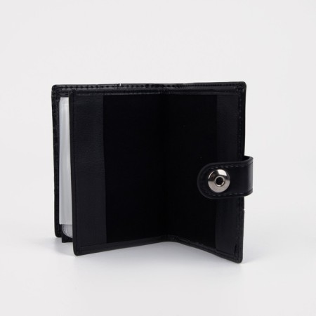 Male purse on the button, 3 in 1, for auto documents, passports, bills, pockets for cards, for coins, black color-5