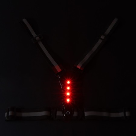 Signal vest, reflective with adjustable size, black, LED signal, 4 modes-1