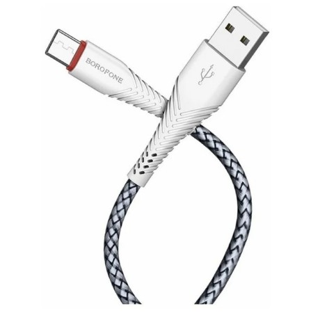 Cable Borofone BX25, Type -C - USB, 3 A, 1 m, nylon braid, white-2