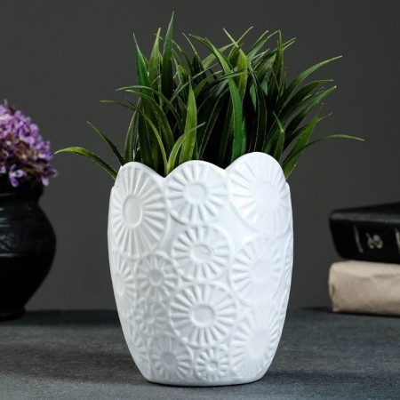 Figure Kashpo-Vaza "Flowers", 0.7l/ 14x9cm white