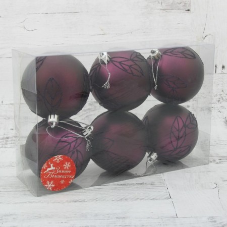 Set of balls plastic D-8 cm, 6 pcs "Leaflets"-1