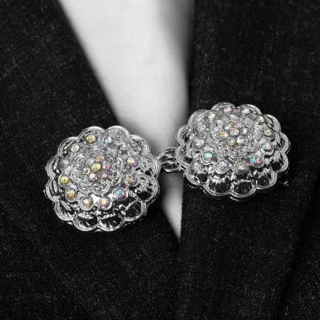 Cardigan clamp "Opener", Rainbow color in silver