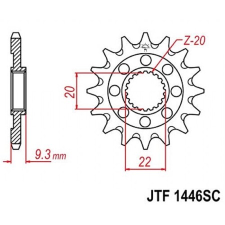 Leading star JT SPROCKETS JTF1446-14SC, chain 520, 14 teeth