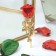 Brooch "Flower" rose, red-green color in gold