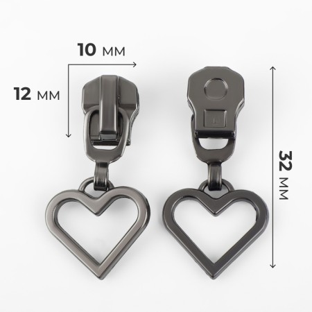 Automatic lock for metal zippers, No. 5, decorative, 10 pcs, black nickel color-1