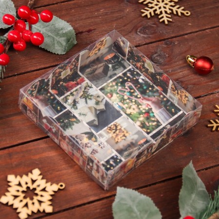 Cookie box, confectionery packaging, "beautiful evening", 12 x 12 x 3 cm, new year-4