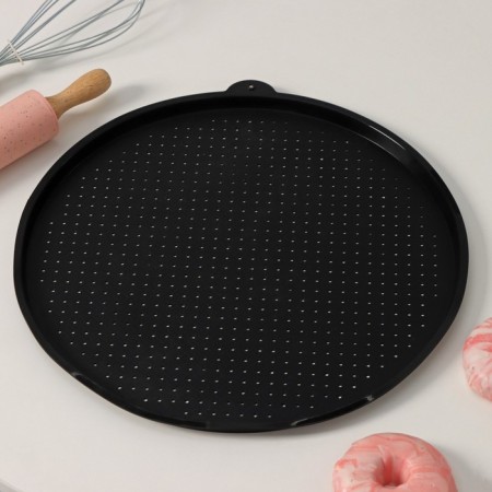 Rug perforated round share, silicone, d = 35 cm, black color-2