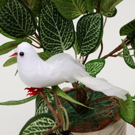 A bird for decoration and floristry, on the clothespin, white, plastic, 1 pc., 8 x 8 cm-3