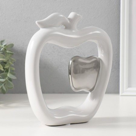 Souvenir Ceramics "Abstraction. Apples" White with silver 17x5x20.5 cm-1