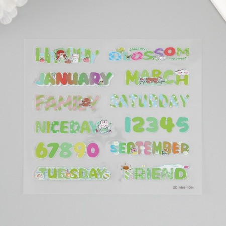 Plastic sticker "Bright inscriptions" mix set 6 sheets, scapula and tweezers 15.5x13 cm-4