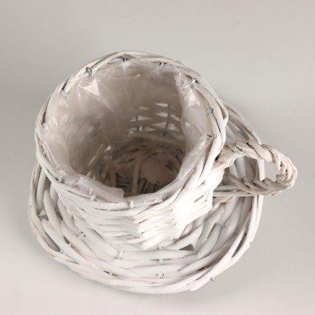 Kashpo wicker, d12 cm, white, willow-2