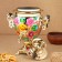 Set "Flowers in Gold", Acramus, 3 objects, a samovar 3 l, a teapot 0.7 l, tray