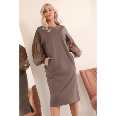 Female dress, size 50, beige color-2