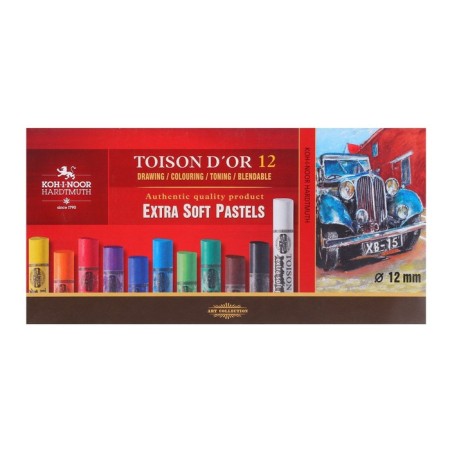 Pastel dry 12 colors, Extra Soft Koh-I-Noor 8552 Toison D`or, cardboard packaging-4