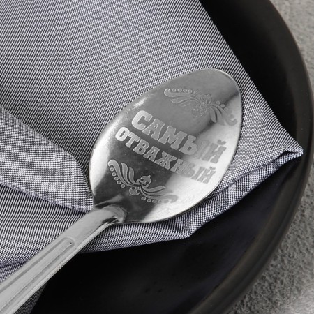 A teaspoon spoon with an engraving “Hero”, on a gift postcard, 3 x 14 cm.-6