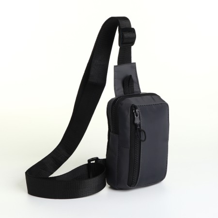 Textile sling bag, gray color