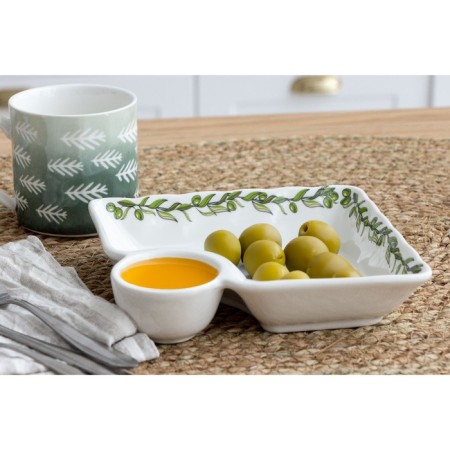 Ceramic dish with sauce "olives", 18.6 x 17.5 x 4 cm, white color-4